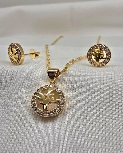 Foto 04 Conjunto arvore vida zirconia banho ouro 18k - 45cm