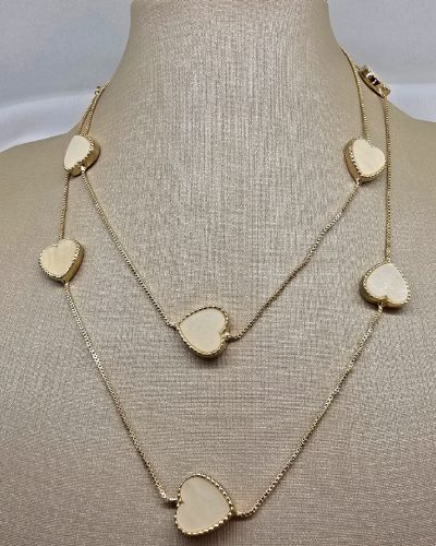 Foto 07: Colar longo corações banho ouro 18k - 65cm