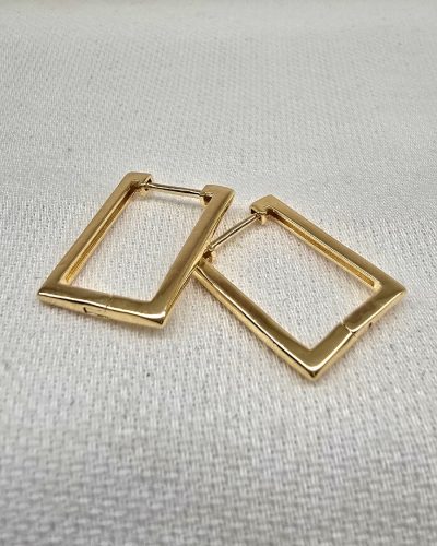 Brinco Argola Quadrada Clássica no Banho de Ouro 18k - 1,7 cm